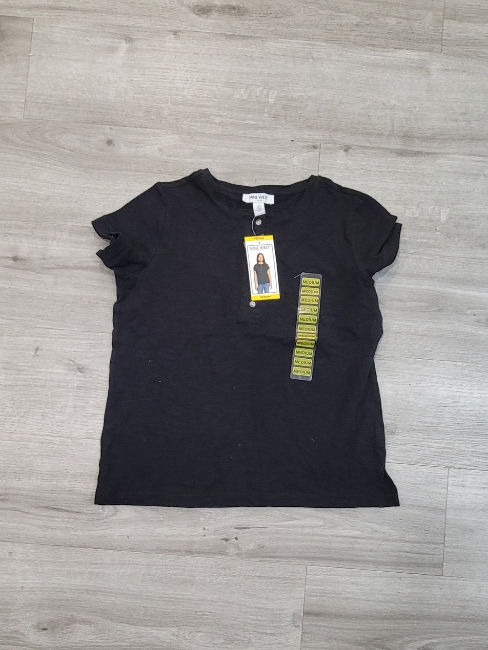 Nine West Black Short Sleeve Crew Neck Tee